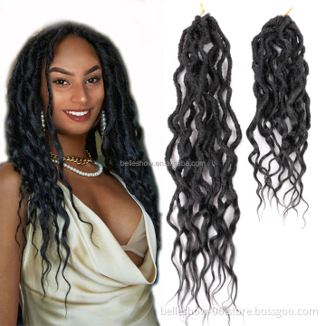 Curly Faux Locs New Bohemian Goddess Braid Locs Hair Extensions Soft Crochet Braids Long Black Color Dreadlock
